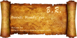 Bendi Romána névjegykártya